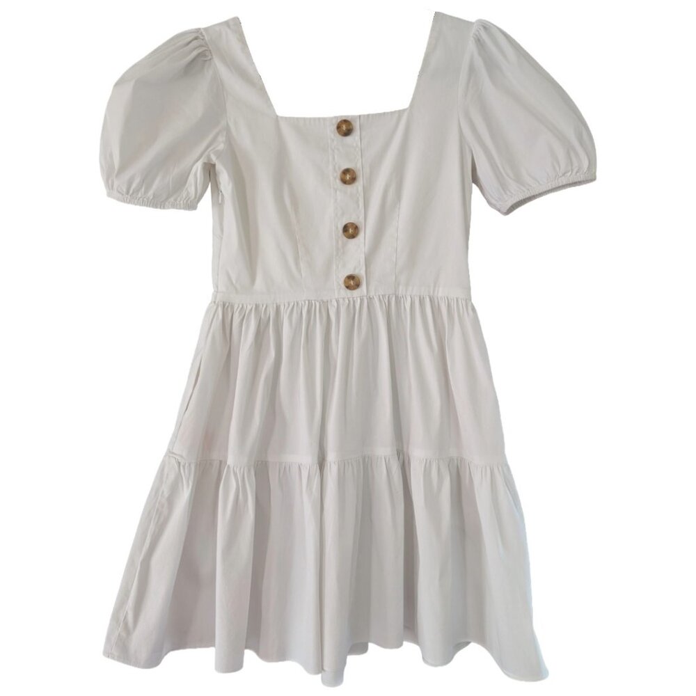 Like New White Waverly Grey Shorty Dress Sz S - Picture 2 of 6